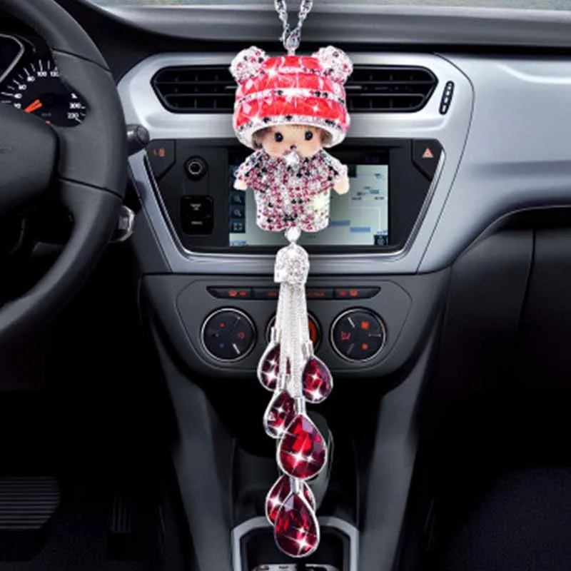  Car pendant doll crystal pendant car rearview mirror cartoon decoration pink water drill Pendant Gi