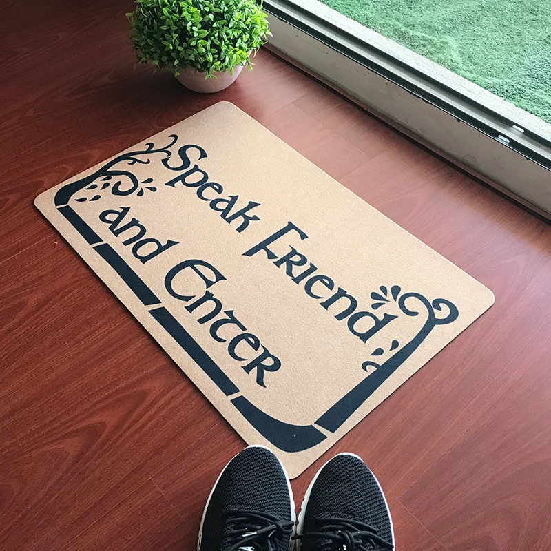 Quality Rectangular Mat with Humorous Speak Friend And Enter Message for Entryway - Ideal for Home Decoration and Outdoor Use image 4