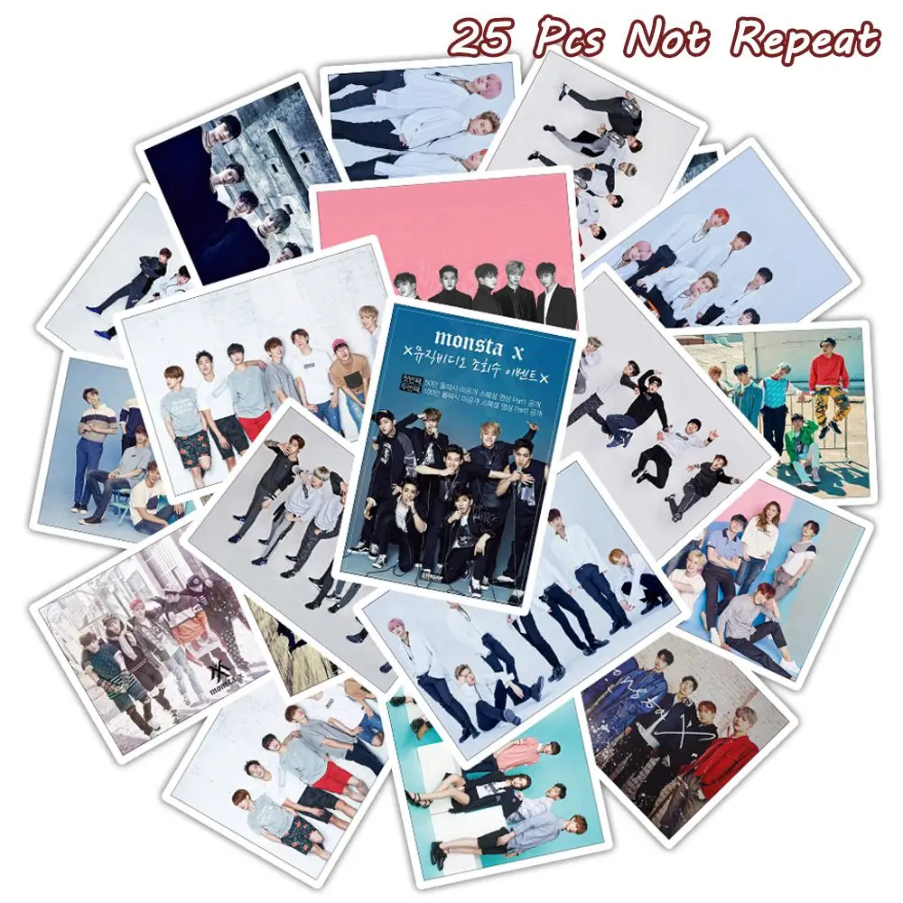 25 قطعة K-البوب Monsta X ملصقات الكتابة على الجدران ملصقات لدراجة نارية سيارة الأمتعة بارد محمول لوح التزلج ملصقا الموسيقى ديكورات للحائط