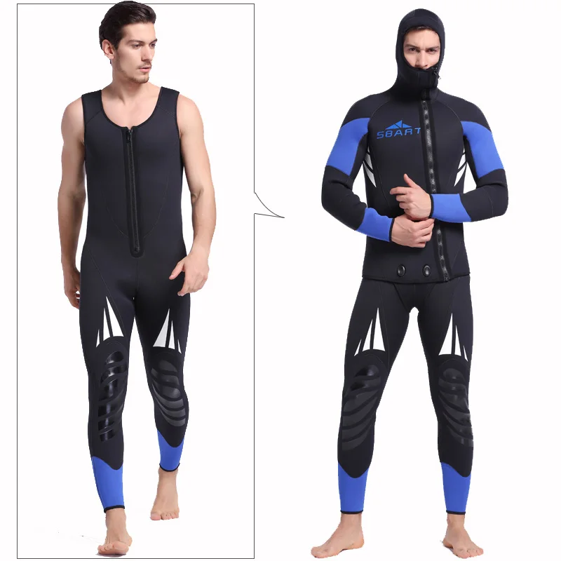 Man Freediving Spearfishing Premium Neoprene Wetsuit Men's 5mm 2 Piece