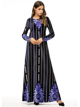 

Muslim women long sleeves velvet embroidery Dubai Dress maxi abaya jalabiya islamic women thick robe kaftan Moroccan 7321#