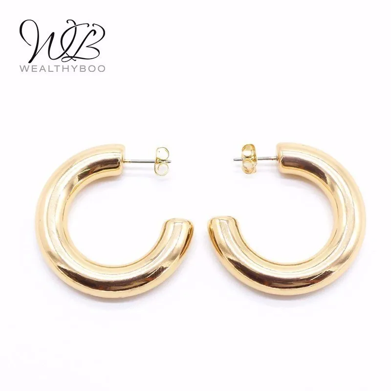

WEALTHYBOO New Women Korean Semi-circular Hoop Earrings Fashion Jewelry C-shaped Metal Round Ladies Popular Simple Earrings Gift