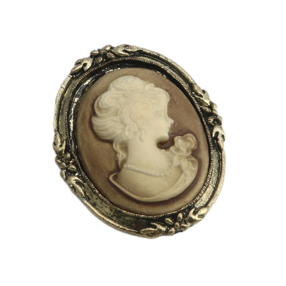 

Drop&Wholesale 1pc Queen Lady Vintage Victorian Design Cameo Black Enamel Bronze Brooch Pin APR28