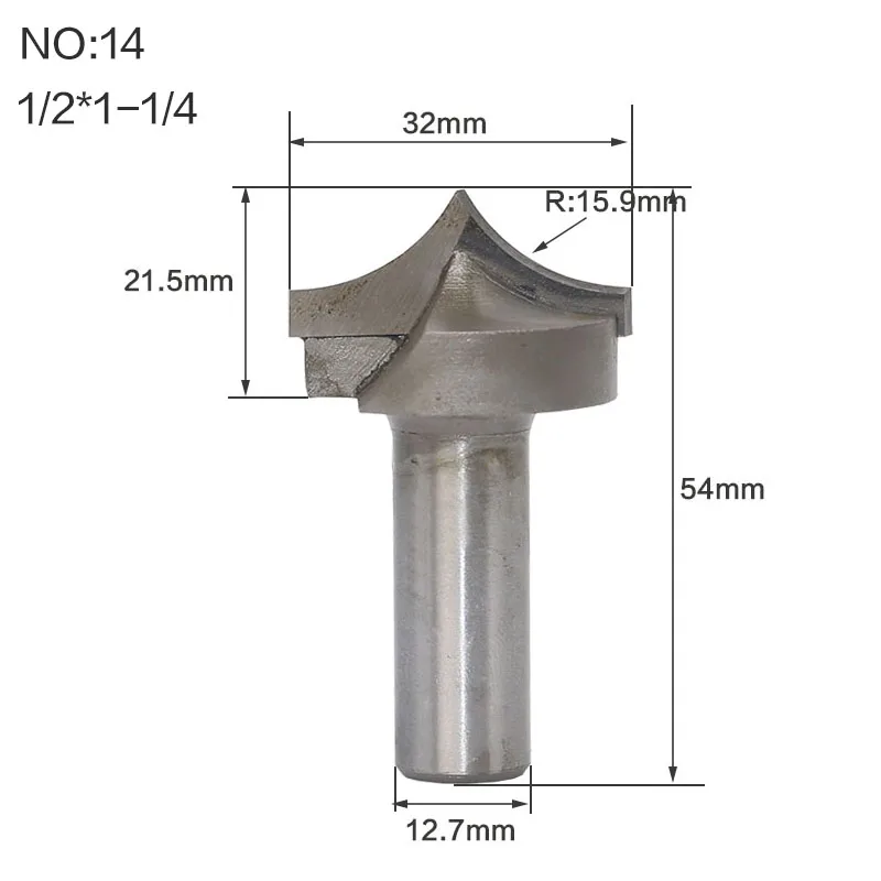 1 шт. 1/" 1/2" хвостовик деревообрабатывающий резак двойная фреза для отделки кромки биты для карбида дерева деревообрабатывающие гравировальные инструменты резьба бит - Длина режущей кромки: NO14
