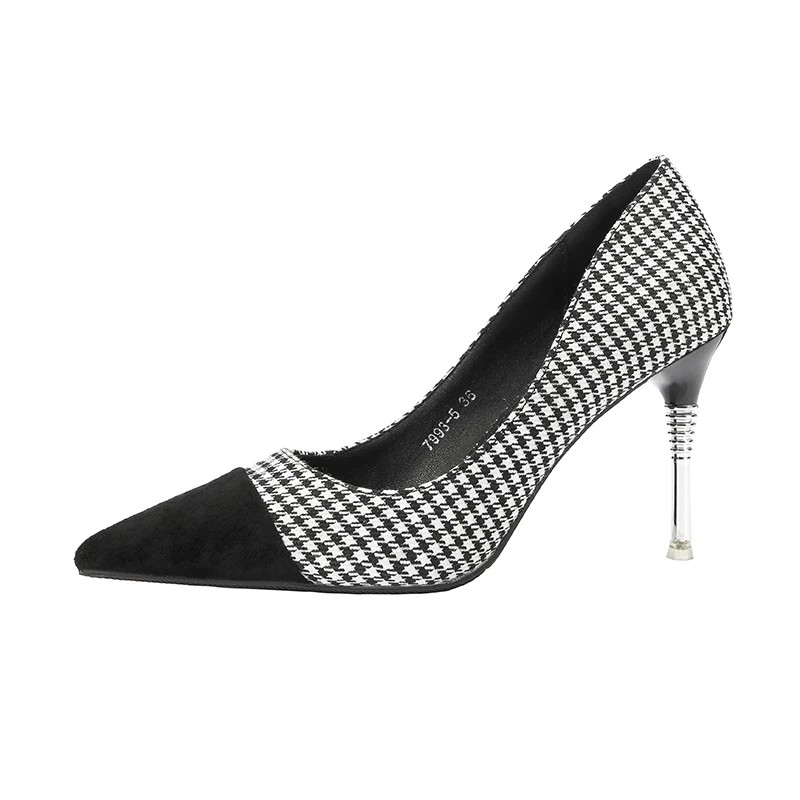 

{D&Henlu}metal heel stiletto shoes woman sexy high heels lady pointed toe heels women shoes lattice heel
