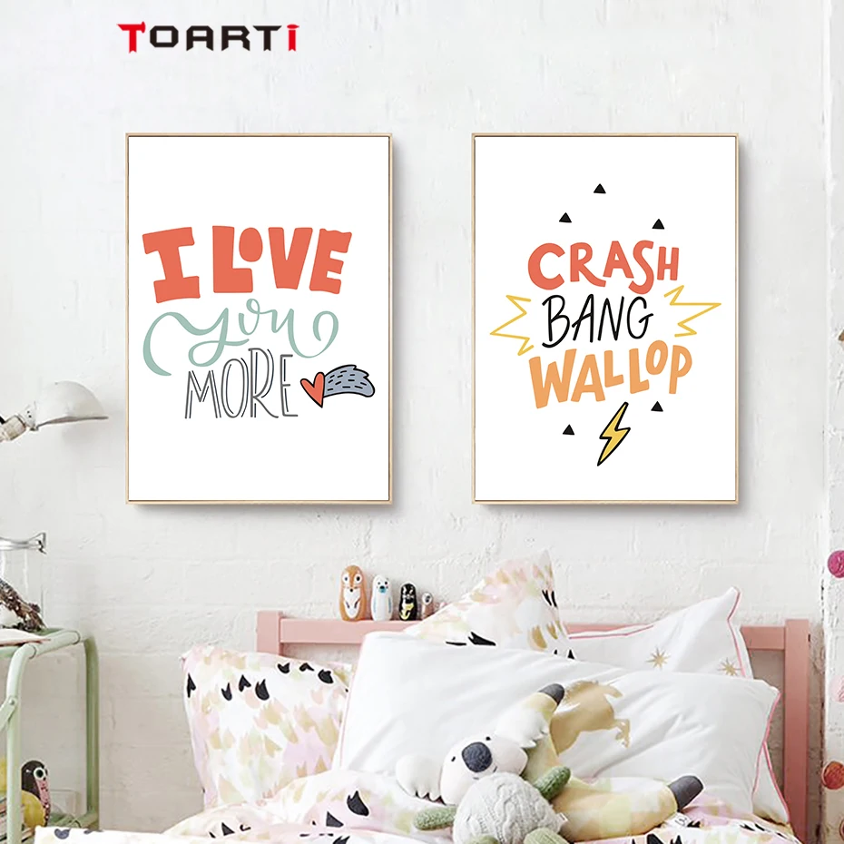 Simple Cute Children Phrase Canvas Painting Colorful Cartoon Posters&Prints Nursery Art For Kids Room Wall Decor Christmas Gift (4)