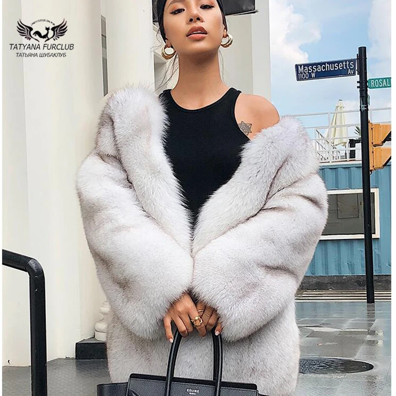 

Tatyana Furclub Natural Real Fox Fur Coat Women Winter Luxury O-Neck Female Fox Fur Jacket Thick Warm Fashion Fur Coat Plus size