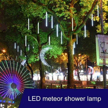 

30/50CM EU/US Plug 8 Tubes Meteor Effect Glow Sticks LED String Light Rain Snowfall Lights Decor Lamp AC110V-220V--M25