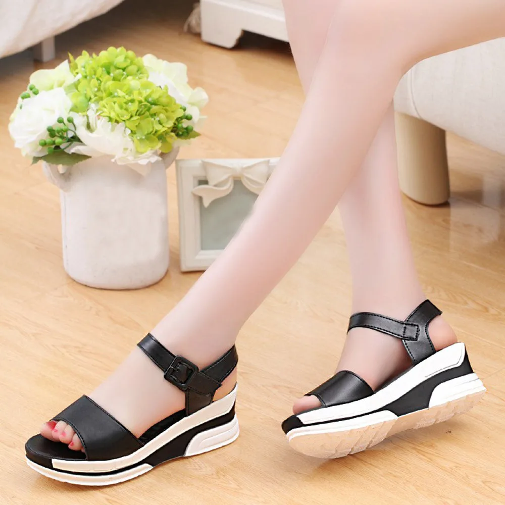 

Women's Summer solid Sandals Shoes Peep-toe Low Shoes Roman Sandals Ladies Flip Flops