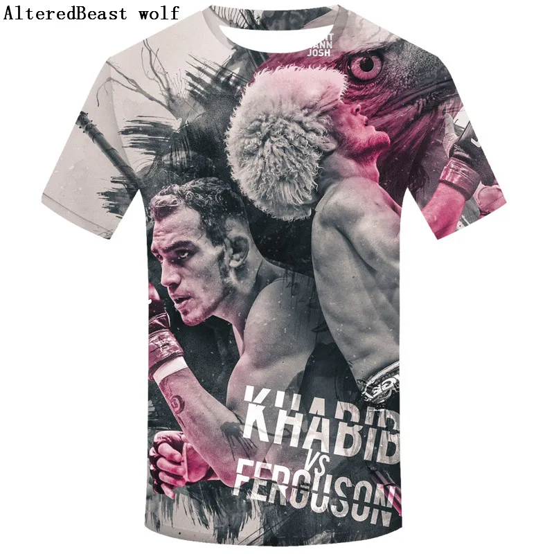 Новинка 2019 модная крутая Мужская 3D футболка забавная Khabib Nurmagomedov Футболка с