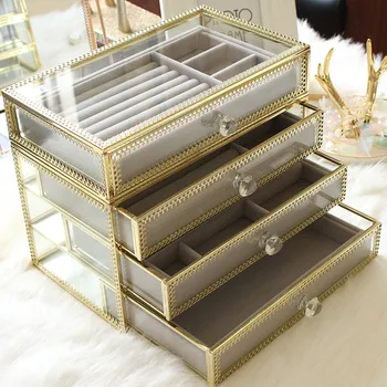 Caja organizadora de joyas de cristal para maquillaje, Super Lujo de almacenamiento de 1 a 4 capas, envío gratis