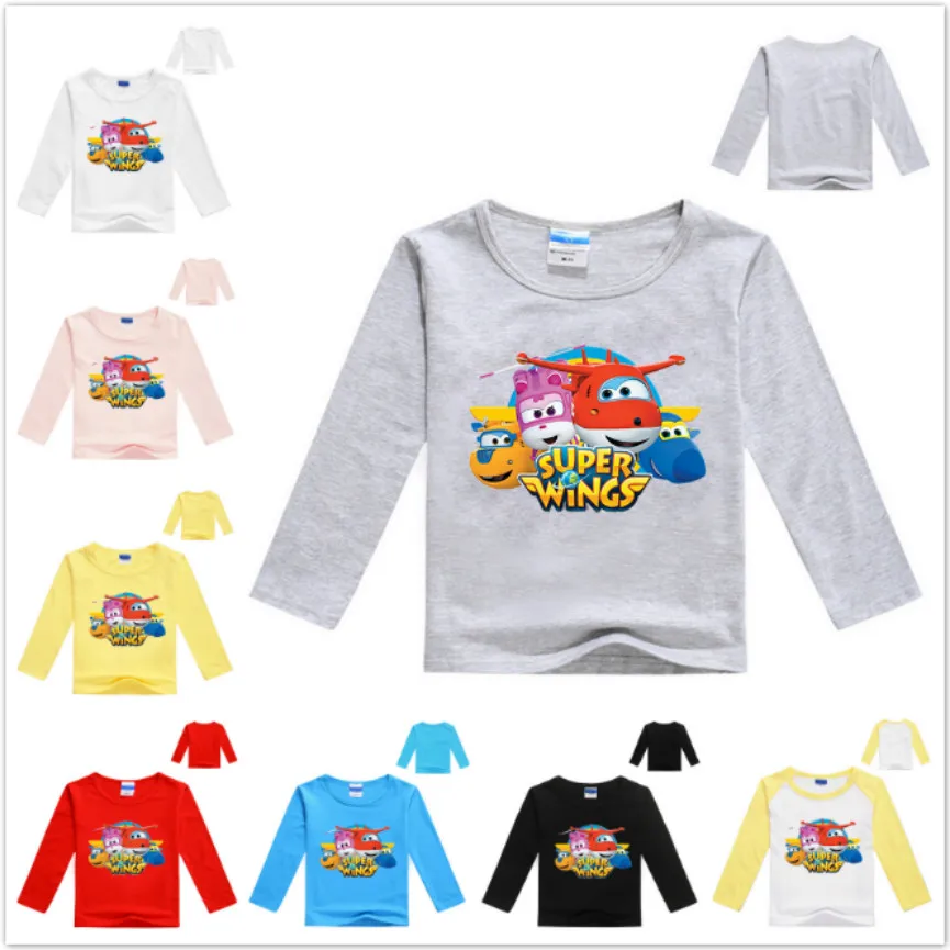Boys /& Girls Super Wings T-shirt Top Long Sleeve /& Short Sleeve T shirt age 3-6Y