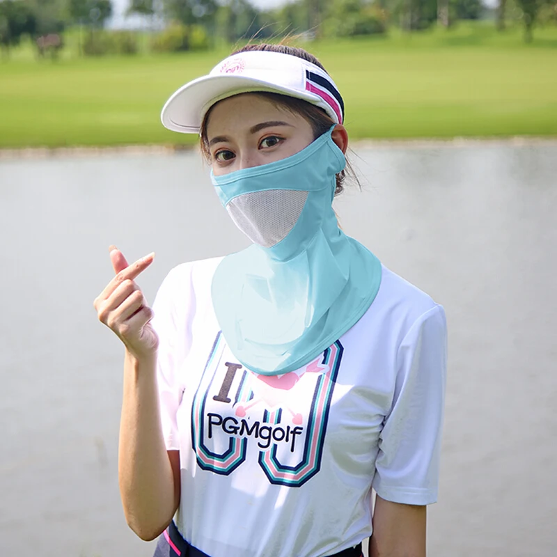 جولف واقية من الشمس قناع السيدات تنفس الجليد قناع حريري للوجه بالاضافة الى حجم واقية من الشمس وشاح