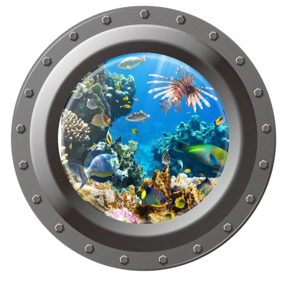 3D Ocean View Window Submarine Wall Sticker /Home Decals Porthole