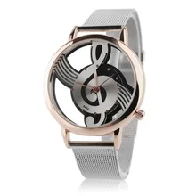 OUTAD Fashion Music Note Unisex Watches Mesh Stainless Steel Strap Analog Quartz Wrist Watch Saat
