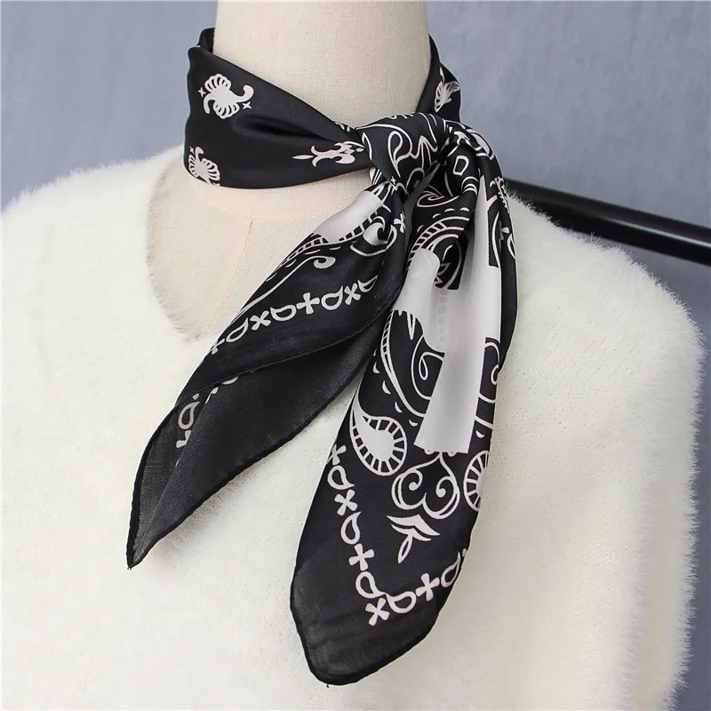 4color Chiffon Scarf Female Small Square Hair Band Decoration Vintage Boho Hair Handkerchief Head Bandage Scarves for Women