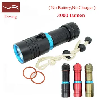 

Lamp for underwater hunting XM-L2 3000 Lumens LED Diving Flashlight LED Diving Flashlamp Underwater 60m underwater Lights