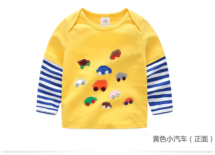 2018 Spring Autumn For 2-9 10 Years Children Cotton Striped Patchwork Cartoon Car Bus Truck Baby Kids Boys Long Sleeve T Shirts (28)
