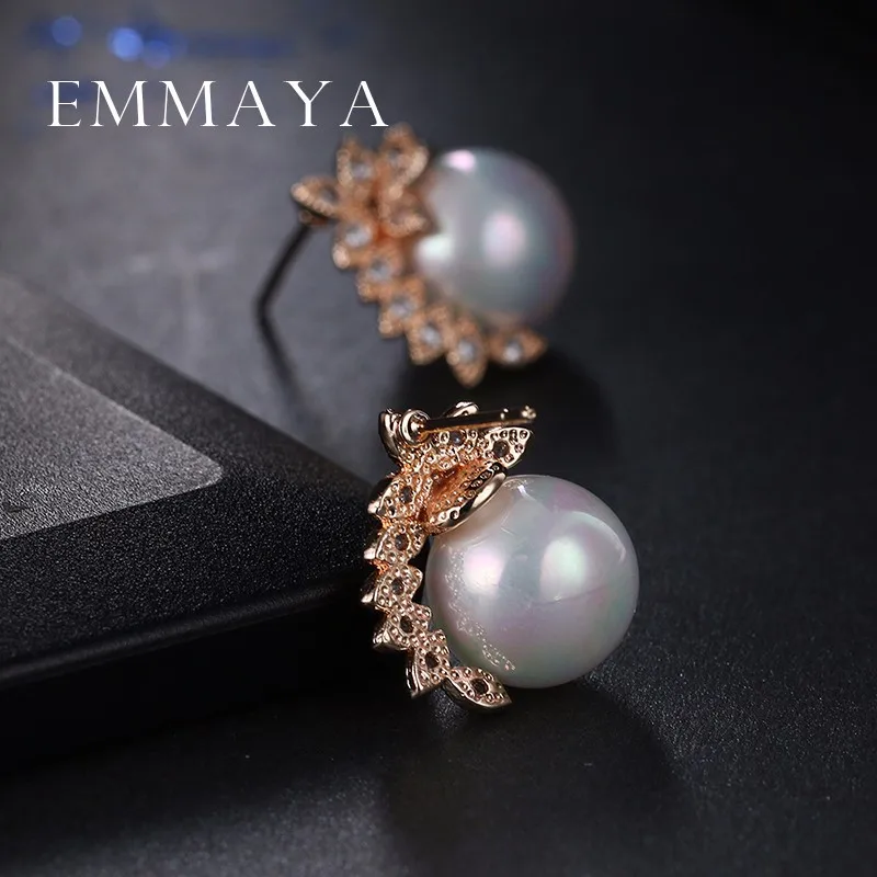 Emmaya новые модные ювелирные изделия серьги корейский стиль для женщин цветок кристалл имитация жемчуга Серьги для женщин заводская цена