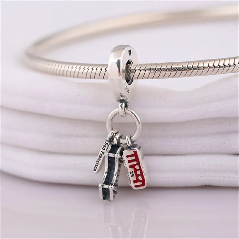 

Guaranteed Genuine 925 Sterling Silver Pendant San Francisco Silver Pendant with Red Enamel Cable Car Pendant Free Shipping