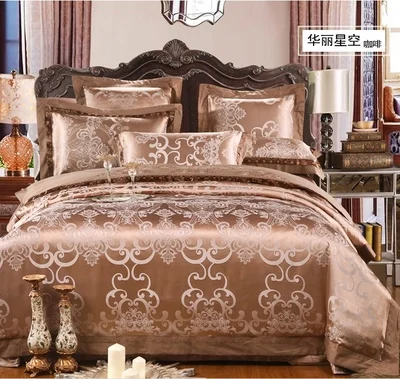 

Luxury bedding set Silk 4pcs bedclothes bed linen sets queen king size Quilt/duvet cover set bedsheets cotton bedcover FAST ship