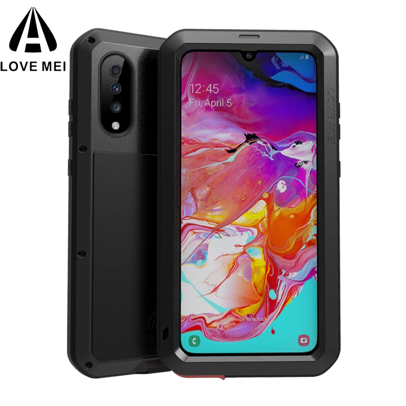 

Love Mei Waterproof 360 Full Body Protective Case For Samsung Galaxy A70 Case Shockproof Silicone Aluminum Metal Back Cover