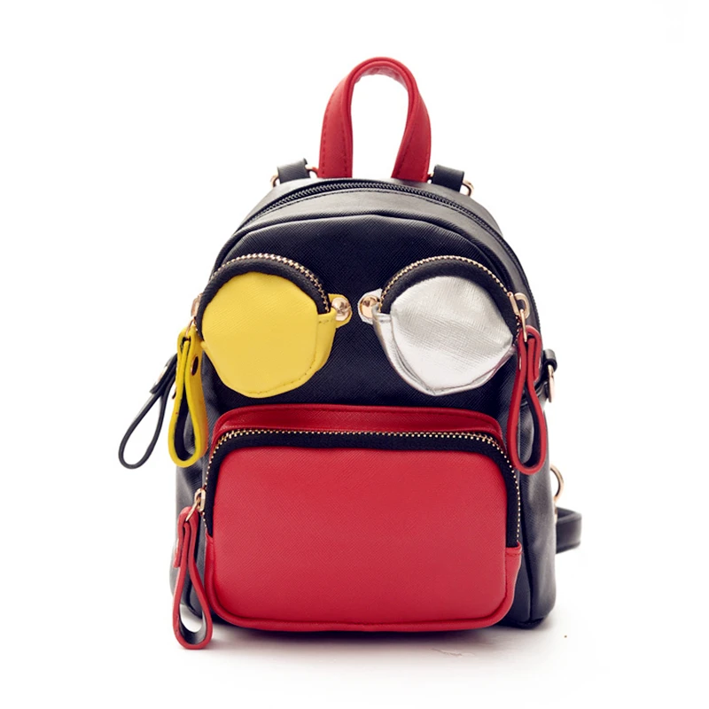 2017 NEW Famous Brand Designer Women Backpacks Pattern Eyes Bear Girls School Bags Cute PU Leather