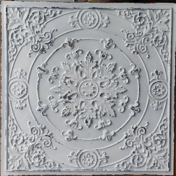 

Decor Ceiling tile faux tin distressed white cafe pub restaurant well ceiling panels PL18