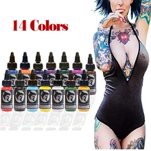 14 бутылок Высокое качество чернила татуировки 30 ml/1 oz Пигмент татуировки Microblading краски для татуировки 14 Цвет комплект несмывающиеся чернила пигмент