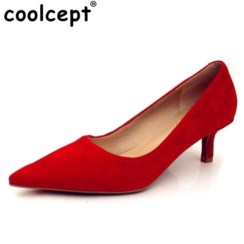 

Coolcept 7 Colors Women Real Leather High Heels Shoes Women Brand Pumps Pointed Toe Party Slip-On Shoes Lady Footwear Size 34-39