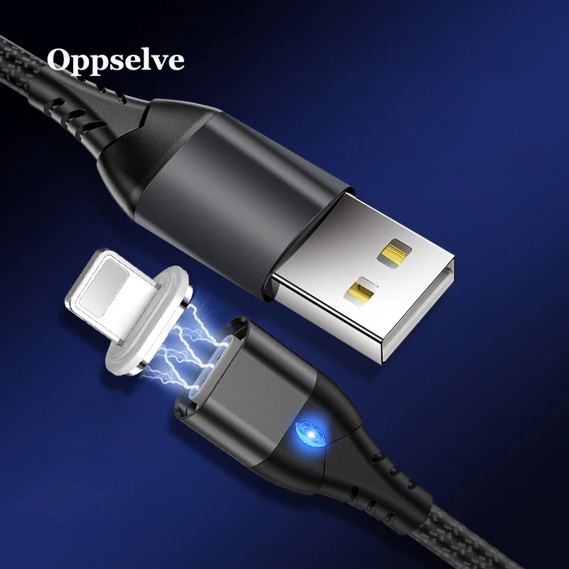 Oppselve светодиодный магнитный usb кабель штекер и типа C Micro USB для iPhone XS Max XR X 8 7 6