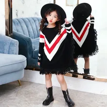 Модный осенний свитер с рисунком «летучая мышь» в уличном романтическом стиле детская одежда