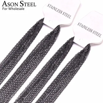 

ASONSTEEL 2mm Black Chains Necklaces 316L Stainless Steel Cuban Chains Jewelry Wholesale 10Pcs/Lot