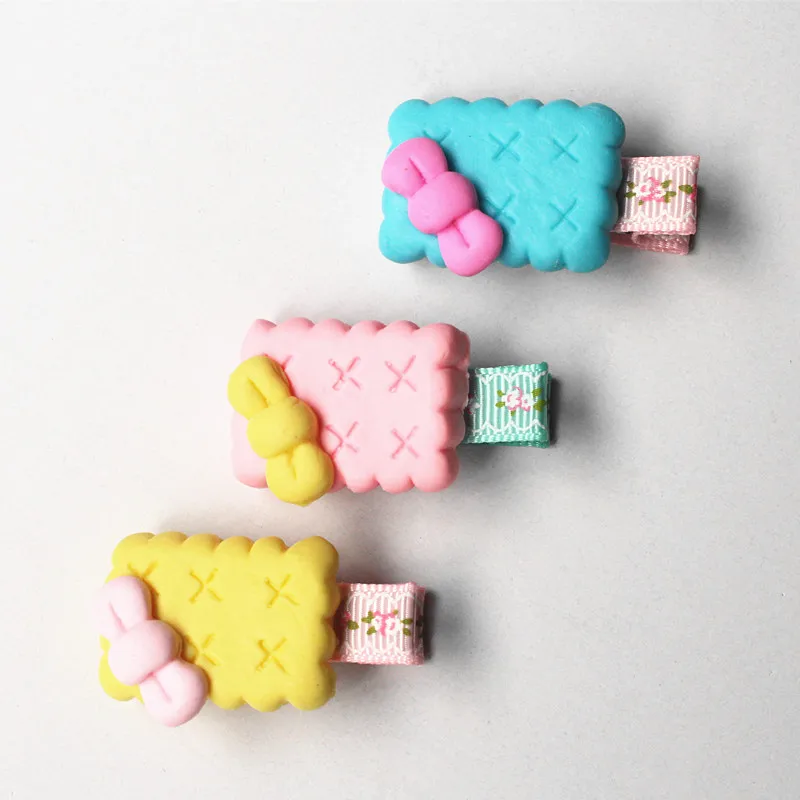 

24pcs/lot Soft ceramics Pink Icecream with Colorful Bows Hairpins Baby Hair Clips Cheap Headwear Wholesale Yellow Hair Clips