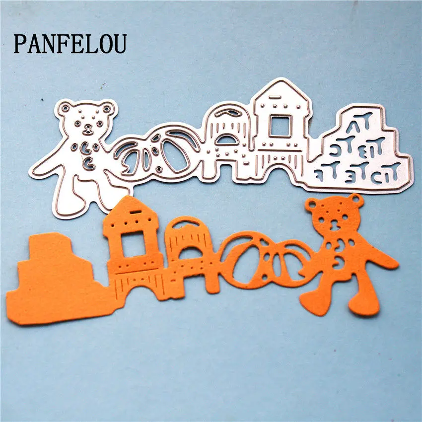 

PANFELOU Metal craft Happy little bear's castle paper die cutting dies for Scrapbooking/DIY Christmas wedding Halloween cards