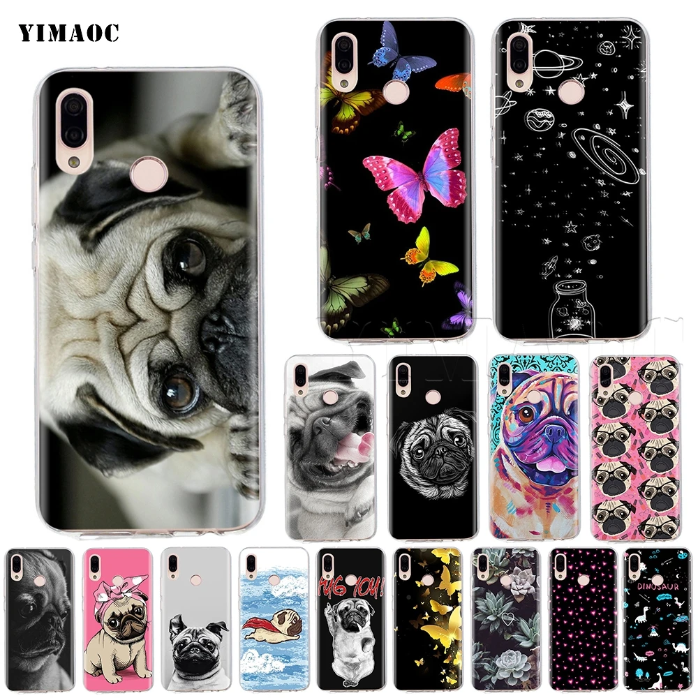 

YIMAOC Cute Pug Dog Silicone Case for Huawei Honor Mate 20 6a 7a 8x 7c 7x 9 10 Nova 3i 3 Lite Pro