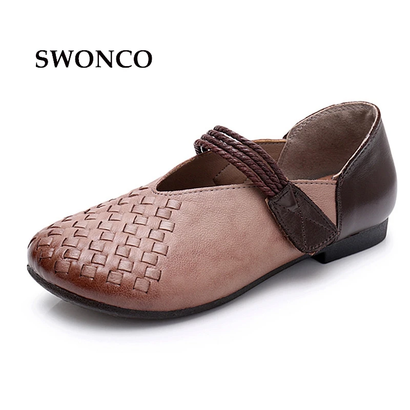 SWONCO 2018 New Spring Summer Genuine Leather Women