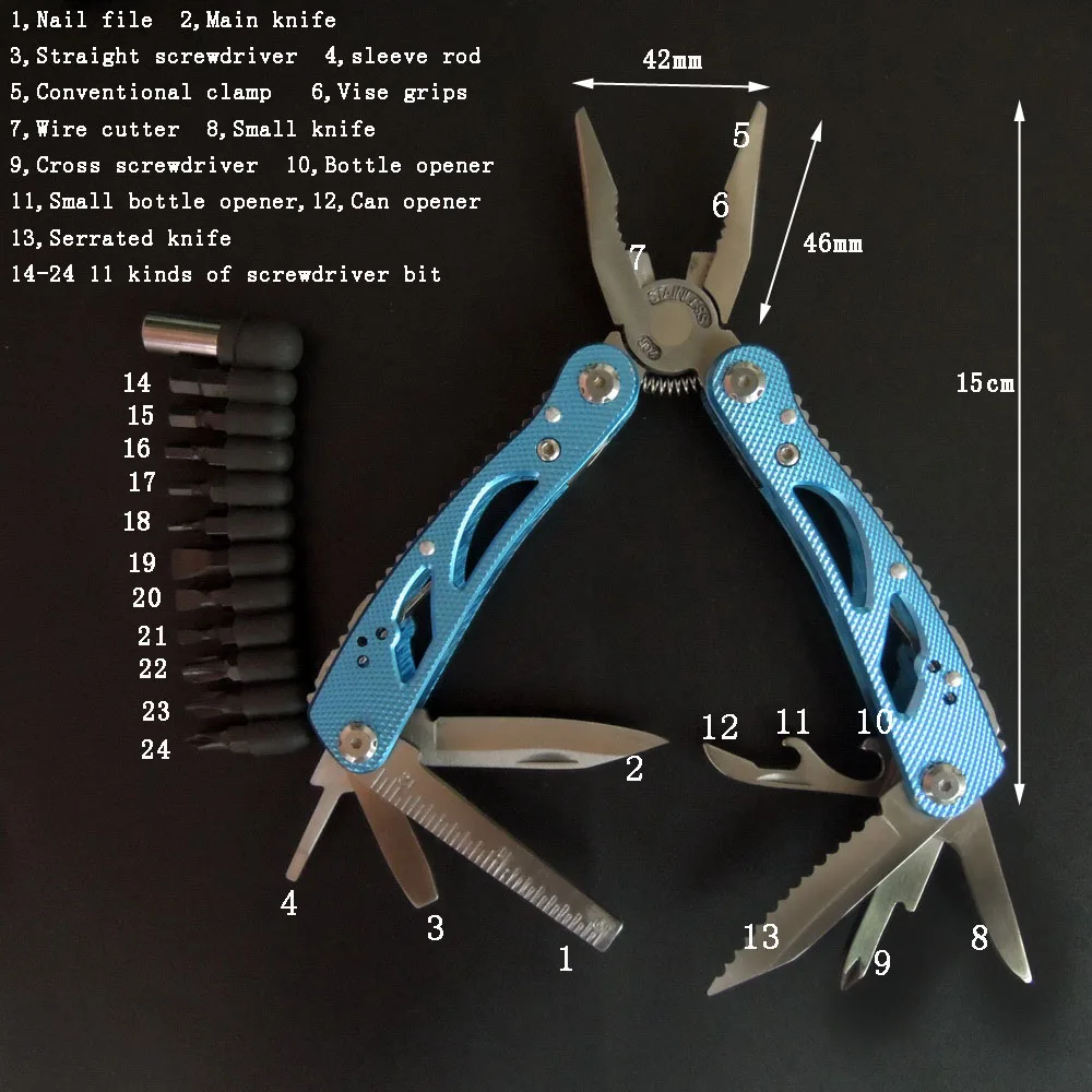 Многофункциональные плоскогубцы NEWACALOX, карманный нож, плоскогубцы, Набор отверток, биты, многофункциональный инструмент для выживания, кемпинга, охоты, рыбалки и пеших прогулок