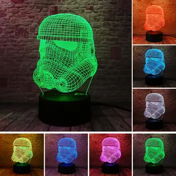 

Luminous 3D Illusion LED NightLight Colorful Touch Flash Light Desk Decoration Star Wars White Soldier Action Figure Toys