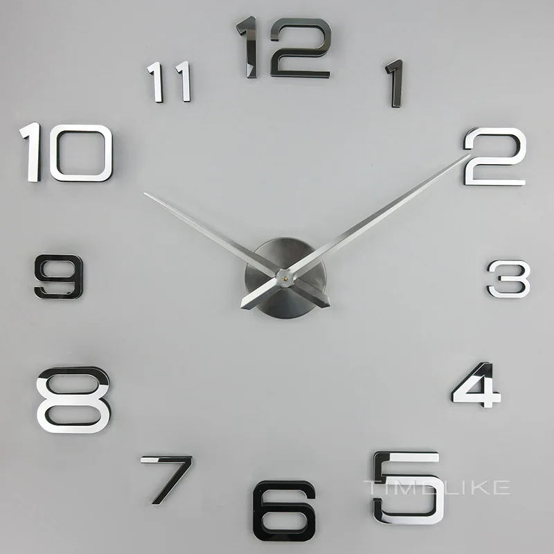 Гостиная 3D большие настенные часы DIY зеркальные настенные наклейки часы с кварцевым механизмом Horloge иглы Relogio де Parede Decorativo - Цвет: Sliver