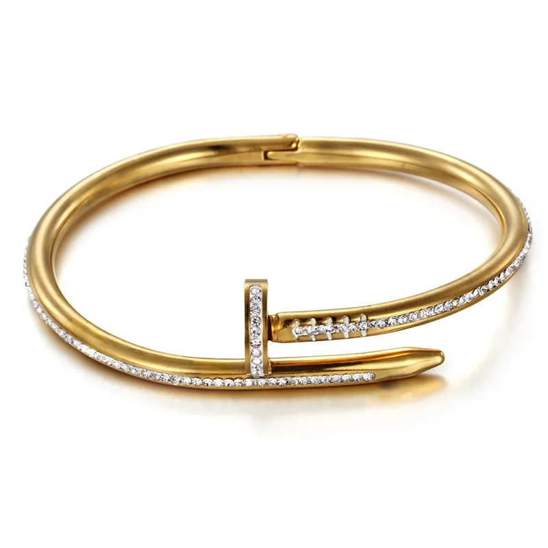 Jewellery & Watches Fashion Jewellery New Gold Bangles Love Cuff Bangle Crystal Bling Bracelets Femme 2019 Stainless