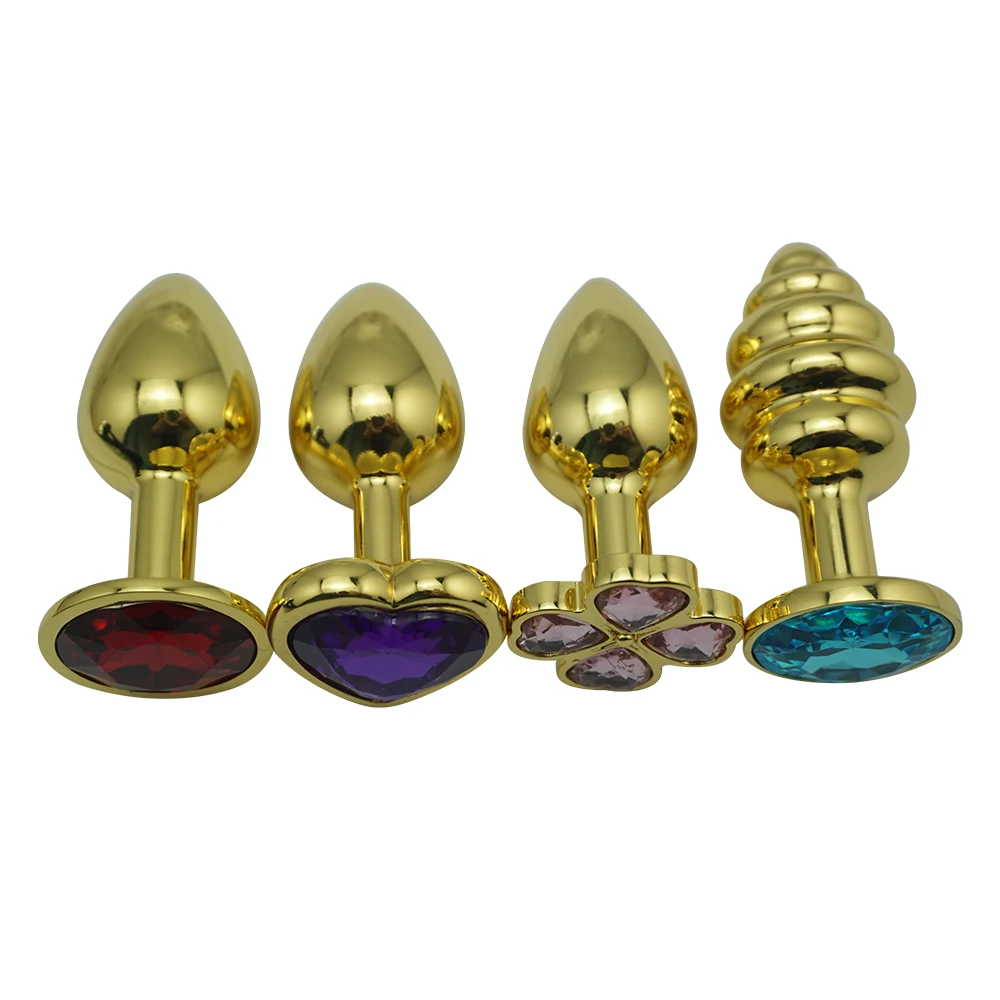 1pcs Small Size 12color Metal Golden Anal Plug Jewelry Thread Heart