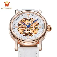 Женские Механические часы OUYAWEI от роскошного бренда со скелетом и сапфировым кристаллом, женские Автоматические механические часы, женские часы с бриллиантами