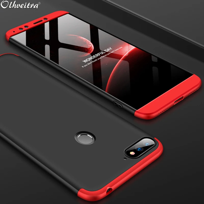 Полный чехол 360 градусов для huawei Honor 7A 3 в 1 жесткий защитный ПК аксессуары
