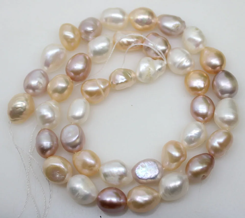 

White Pink Lilac Baroque Loose Pearl Strand Multi-Color 8mmX11mm