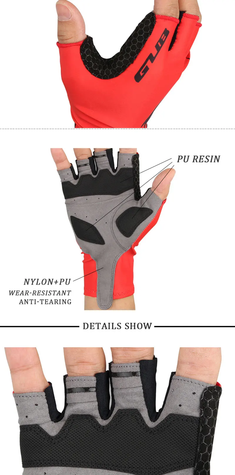 GUB мужские спортивные велосипедные перчатки с половинными пальцами противоскользящие противоударные велосипедные перчатки женские вентиляционные перчатки без пальцев