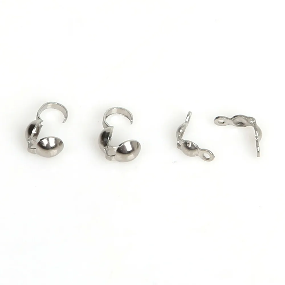

50pcs Stainless Steel Leather Cord Cord End Cover Connectors to link Clasp Fastener Connector For DIY Jewelry Findings