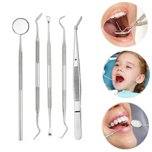 5 шт., набор из нержавеющей стали для гигиены зубов, скребок для зуба, пинцет, инструмент для сбора оральных зеркал, Прямая поставка, Jan3