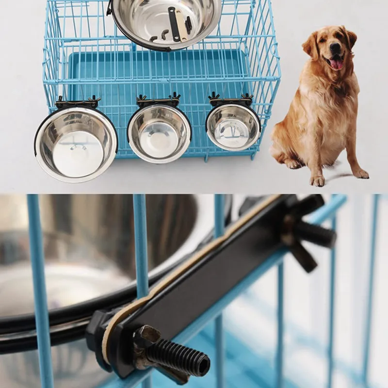 New Pet Removable Cage Hanging Stainless Steel Feeder Durable Dog Water