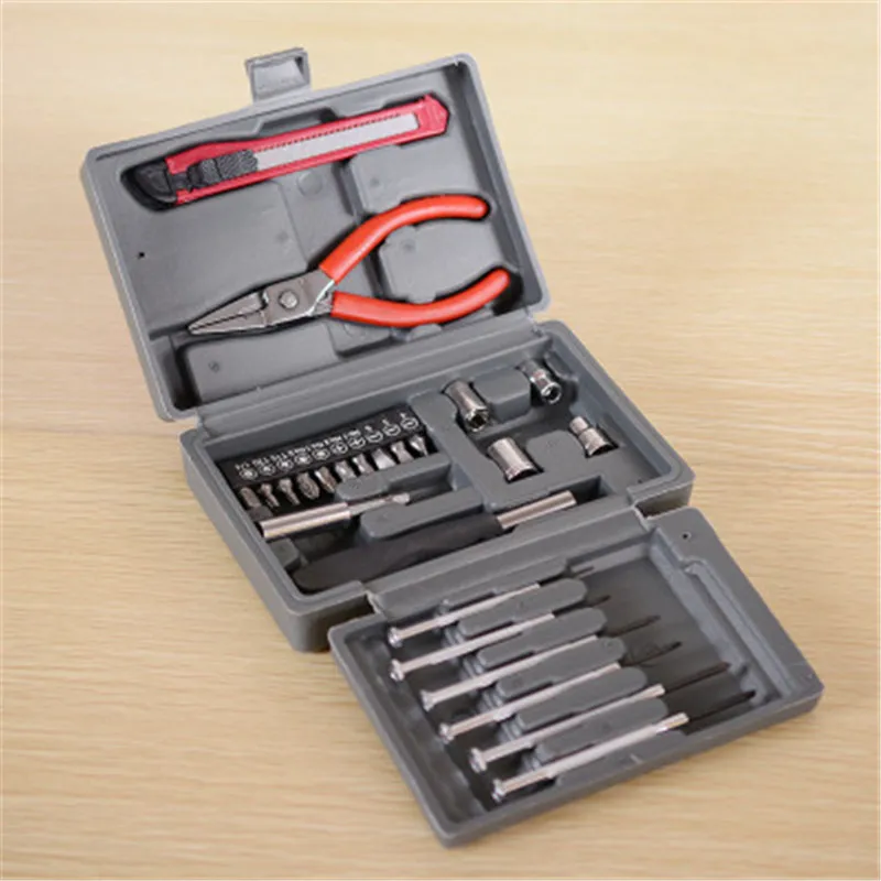 

G1 24PCS Home Toolkit Tool Combination Suit Boxed Handtool Hardware Tools Set Car Kit